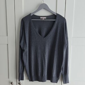 Banana Republic Charcoal V-Neck Sweater Silk XL